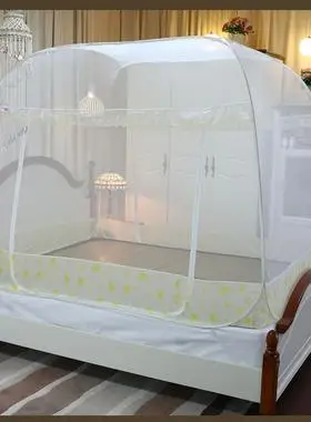 金艺嘉免安装蒙古包三开门空调折叠1.51.8米魔术拉链蚊帐2米双人