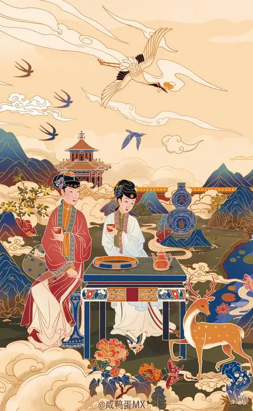 周生生i故宫宫廷文化kv主视觉插画设计