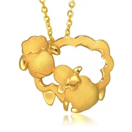 周生生 黄金足金母子羊吊坠 83668p 2.72克