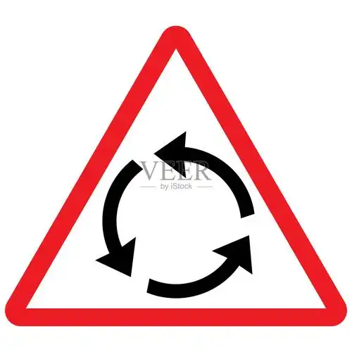 三角交通路牌环岛矢量插图.插画图片素材