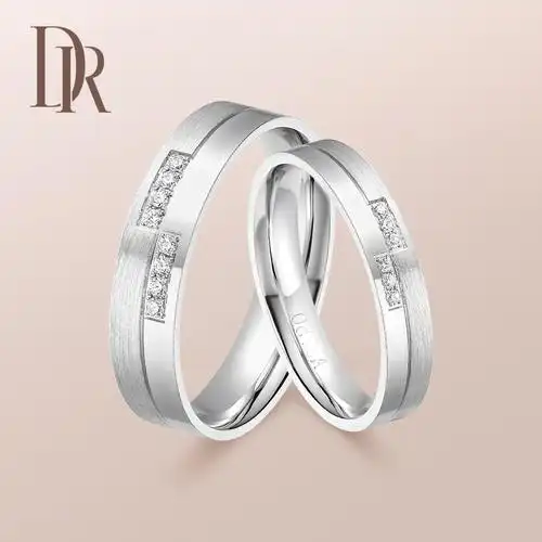 dr together系列终于等到你情侣对戒钻石结婚戒指白18k金正品定制