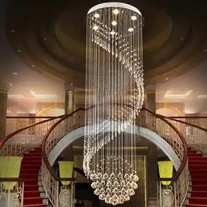 现代复式楼梯灯吊灯别墅酒店会所工程灯吊线灯灯饰灯具水晶水晶吊