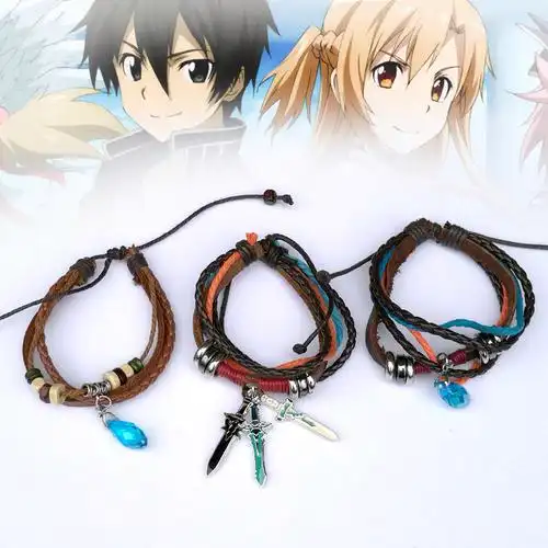 刀剑神域动漫周边饰品复古民族结衣之心桐人三小剑二次元学生手环