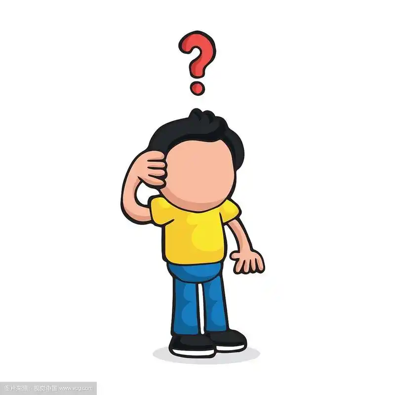 矢量手绘卡通困惑的人思考与问题