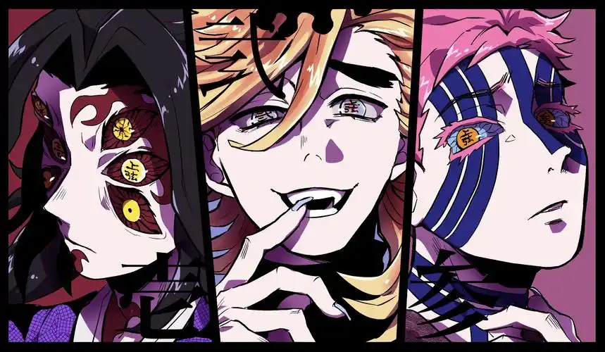 鬼灭之刃上弦鬼全员电脑壁纸_鬼灭之刃十二鬼月上弦炫酷高清图_三千