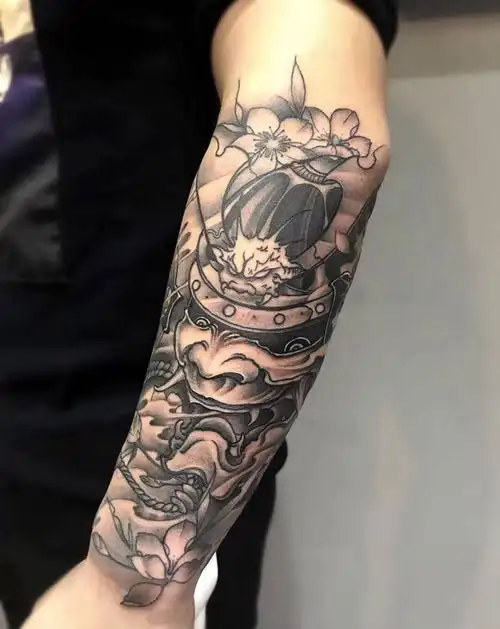 包小臂般若纹身纹身图片_成品手臂手部传统写实鬼神宗教人物动物纹身