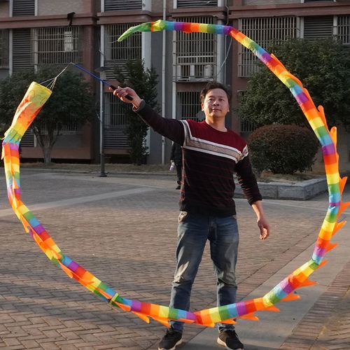 甩龙空竹龙彩龙儿童舞龙彩带健身龙道具耍龙中老年广场舞手甩龙