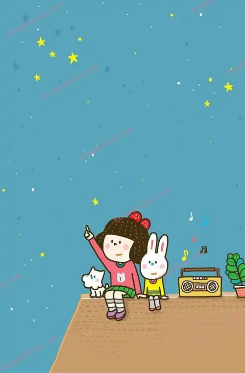 简笔画仰望星空的兔子女孩简笔画我和妈妈看星星简笔画看星星的人简笔