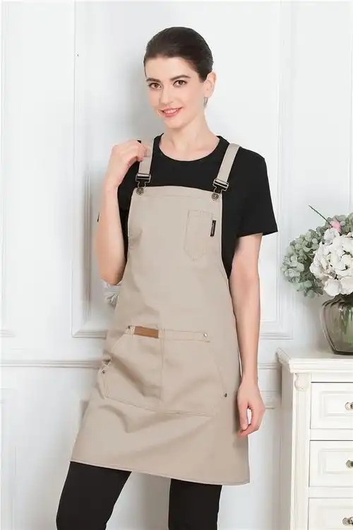 超市工作围裙定制logo广告围裙印字咖啡店奶茶店水果店挂脖围腰