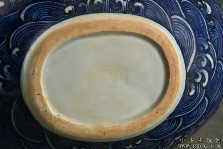 大明永乐年制青花雕刻留白海水龙纹大扁瓶古玩古董古瓷器老货收藏