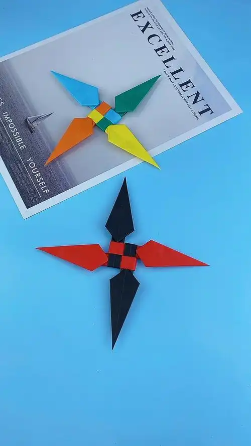 手工折纸简单又帅气的手里剑暑假陪孩子一起玩起来吧