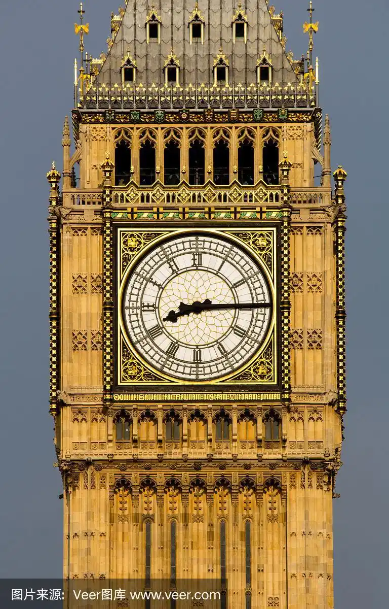 大本钟,特写,垂直画幅,正面视角,灰色