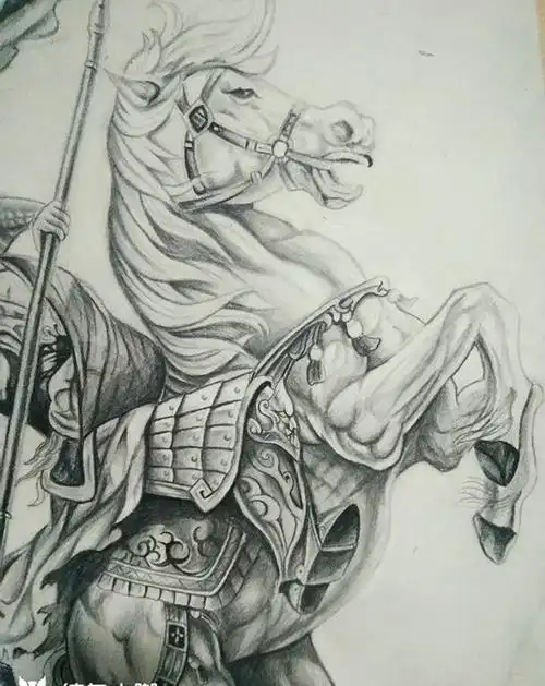 手绘赵子龙手稿一发,喜欢的约纹身图片