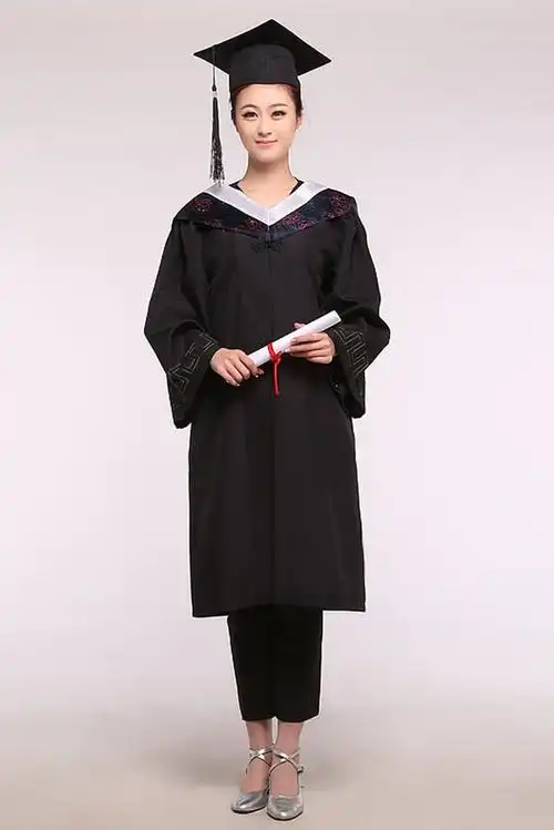 男女通用博士服 毕业典礼照硕士帽学士服套装 毕业演出服定制批发