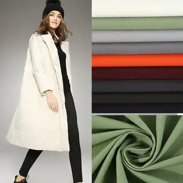 厂家直供双面弹力面料秋冬涤纶羽绒服面料时尚染色服装用布现货