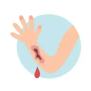 鲜血滴落白色背景上的孤立平面插图.卡通矢量图像照片