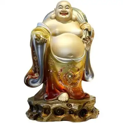 纯铜弥勒菩萨大肚笑佛黄金布袋笑面和尚家居客厅招财摆件