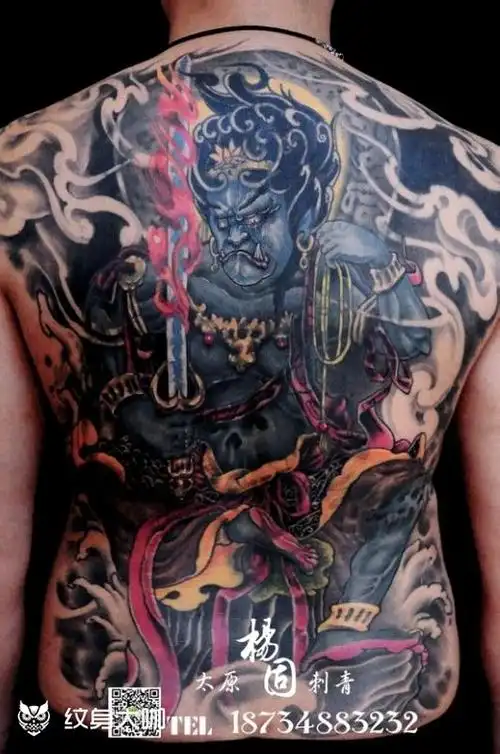 不动明王_彩色满背纹身图案大全 - 纹身大咖