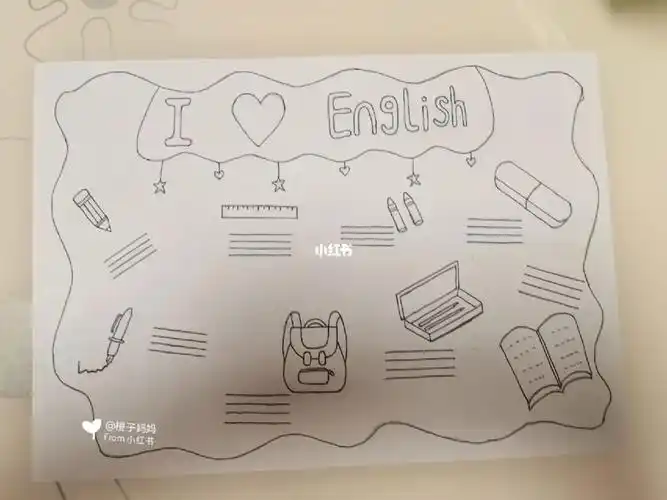 是手稿,涂色后觉得空旷可以在空白处写上五颜六色的26色字母#英语单词