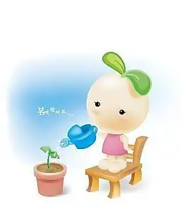 豆芽菜卡通宝宝浇水图片