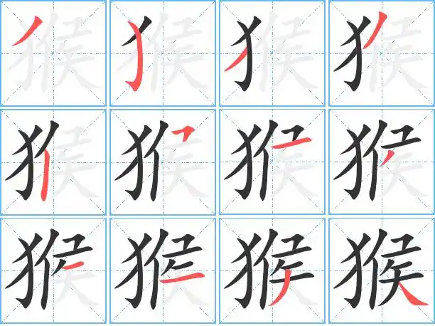 猴艺术字体猴头像猴笔顺猴同音同调字查询