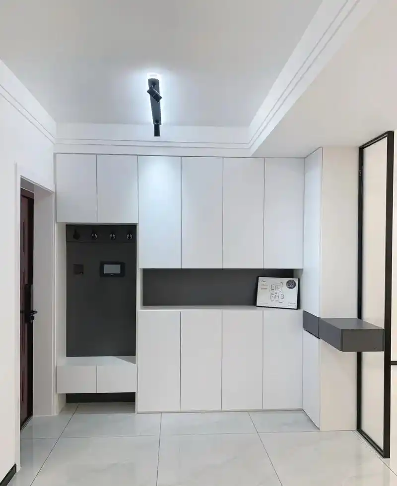 隔断了入户门与阳台 是新家最满意的设计了～ #客厅 #鞋柜 #屏风隔断