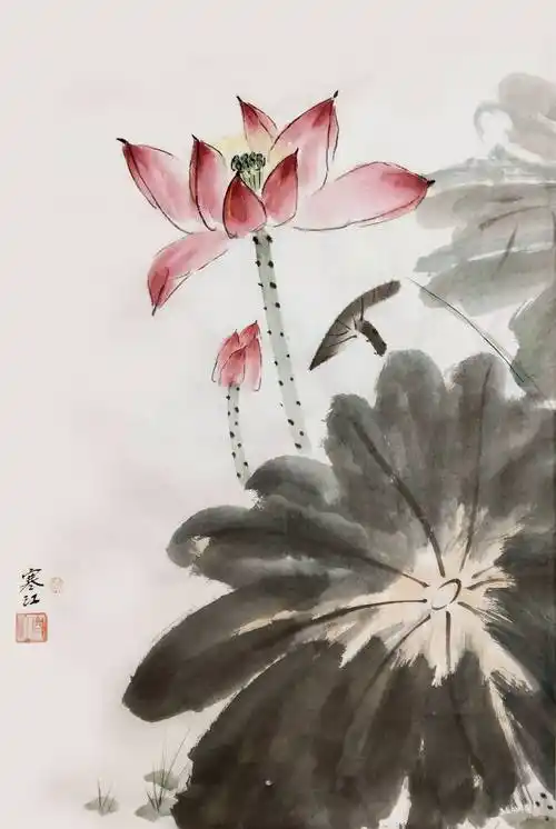 界画寒江---写意《荷花》(八)_cm_纸质_尺寸