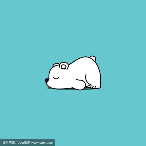 懒惰的北极熊卡通,矢量插图