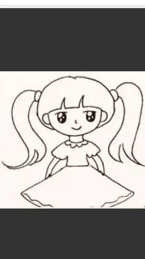 育才简笔画简单漂亮长头发小女孩正面全身简笔画长头发小女孩  爱娃