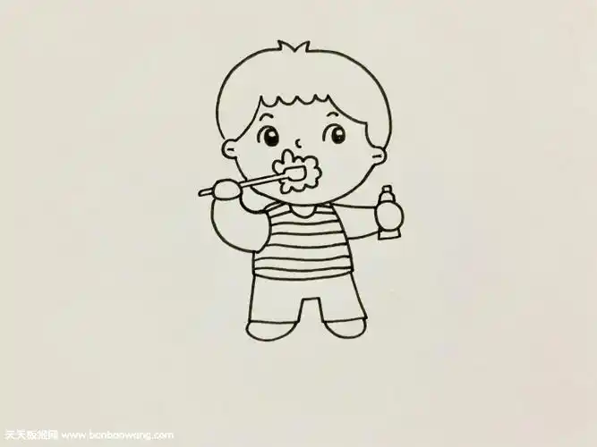 简单的儿童刷牙简笔画我爱刷牙主题简笔画