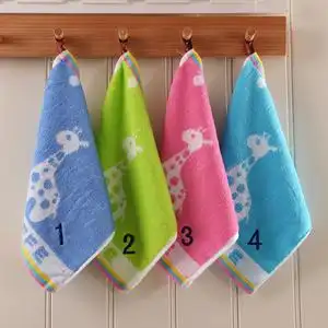 纯棉幼儿园数字编号小毛巾加厚小鹿洗脸擦手方巾吸水挂绳定制logo