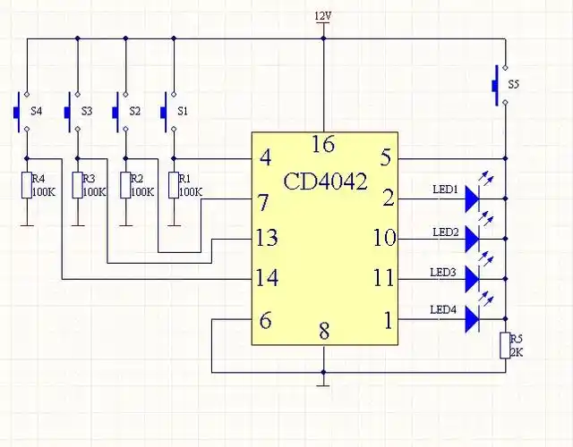 求电子实验"四路抢答器电路原理图"