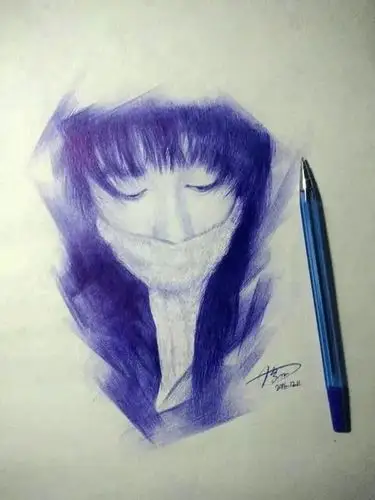 15岁小姑娘,零基础圆珠笔画,每一幅都让人动容