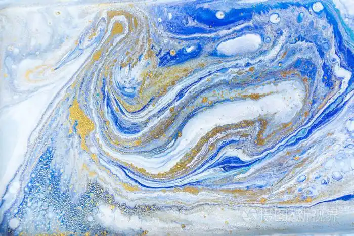 蓝色和金色的大理石图案.金色大理石液体纹理