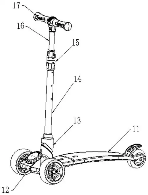 一种双保险卡位旋转折叠立杆儿童滑板车