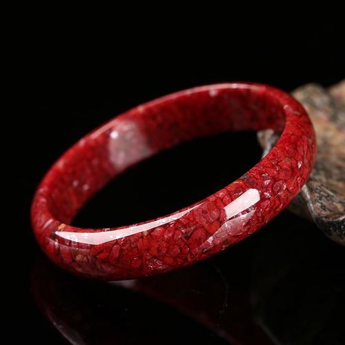 原矿朱砂晶体砂手镯 女款紫金砂本命年圆条贵妃镯子 小清新款