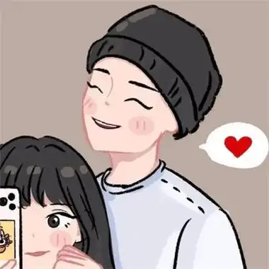 手绘很高级的一男一女情侣头像图片 一组简单干净的高清手绘情头