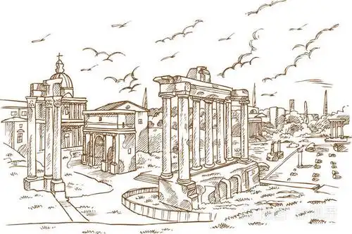 意大利罗马古的寺庙遗迹插画-正版商用图片07ub0g-摄图新视界
