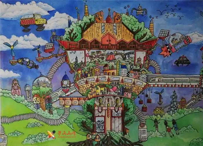 二等奖关于未来城市的科幻画作品绿色家园