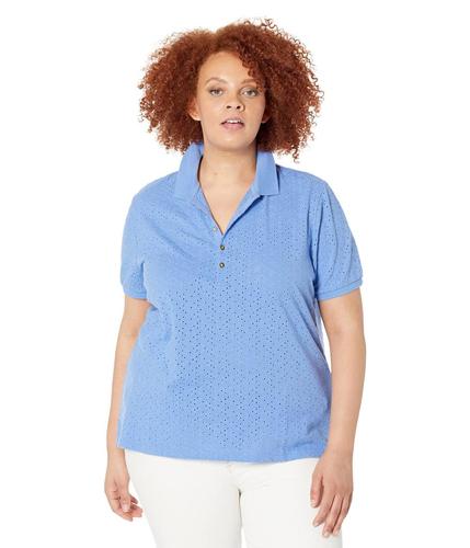 拉夫·劳伦ralph lauren女款polo衫|plus size eyelet jersey polo