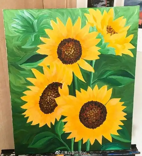 成人丙烯画~向日葵   #成人丙烯##成人油画##装饰画##水粉,丙烯画