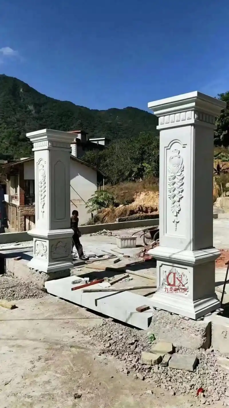 别墅门口石雕柱子定做 石材罗马柱大理石方柱厂家 别墅石材柱子 - 抖