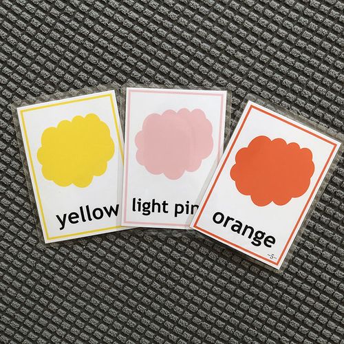 英语color颜色闪卡16张儿童单词卡英文语言启蒙认知色彩教学卡片