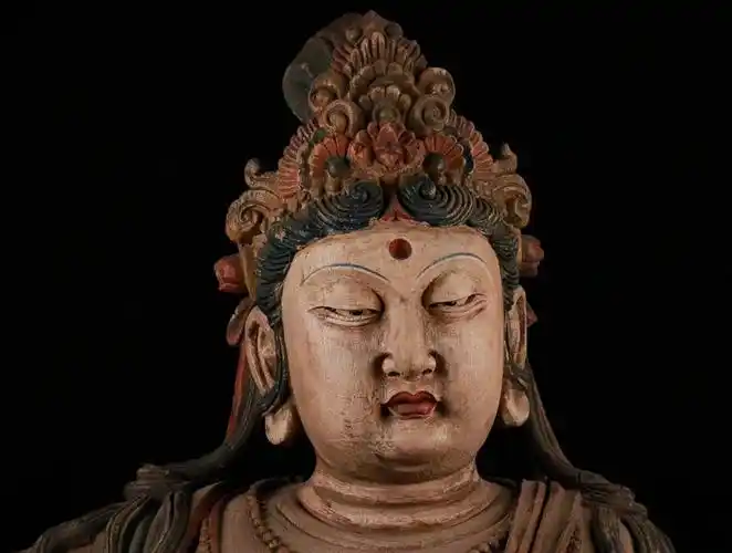 kf924『极上美品 旧家蔵出品』唐代 自在菩萨 楠木 木雕 仏像 仏教古