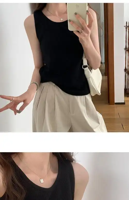 【原版质量 高品质】白色吊带背心女夏季新款遮副乳宽肩带无袖上衣