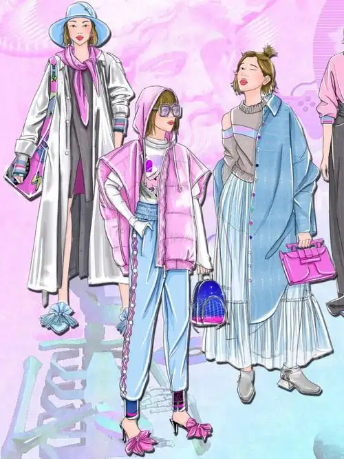 分享一组服装设计效果图系列手绘插画
