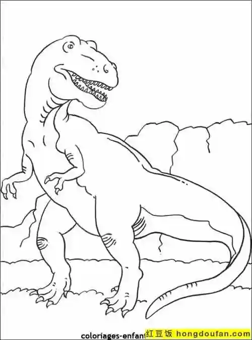 三角龙翼龙腕龙涂色图片-红豆饭小学生简笔画大全