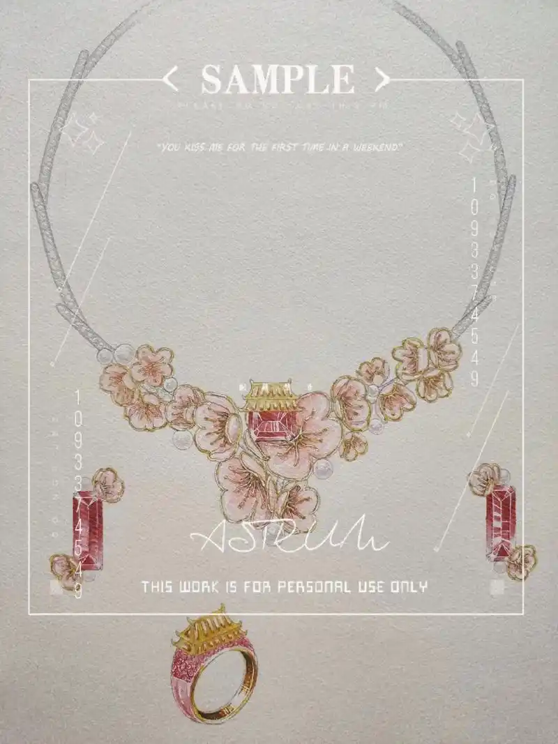 【首饰设计】再发发之前画的稿件~#画画 #手绘 #原创 #艺 - 抖音