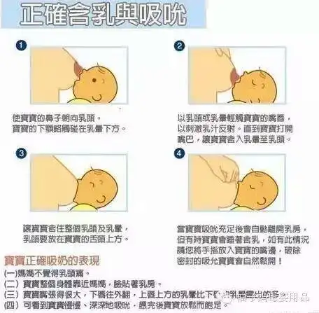 宝宝的吃奶姿势最重要的三贴:胸贴胸,腹贴腹,鼻尖贴乳头.