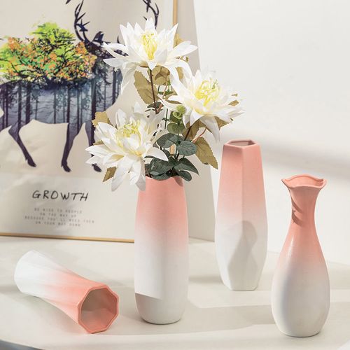 小清新渐变简约花瓶桌面摆件ins风 水养鲜花陶瓷花瓶插花水培花器